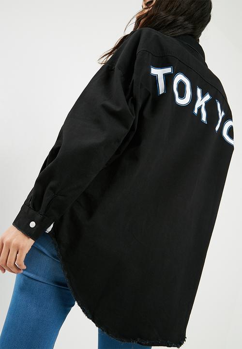 Missguided - Side stripe Tokyo over sized denim shirt