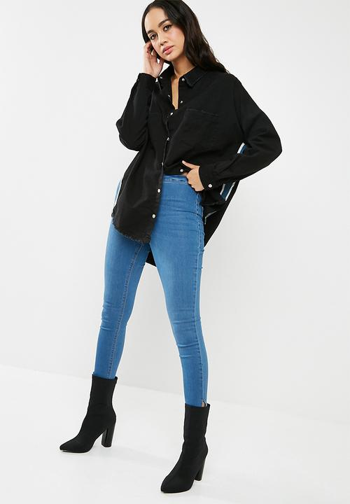 Missguided - Side stripe Tokyo over sized denim shirt