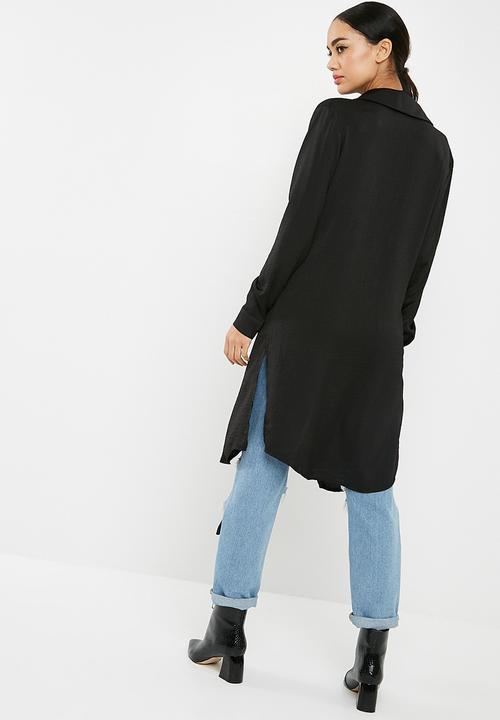 Missguided - Satin twist front longline shirt