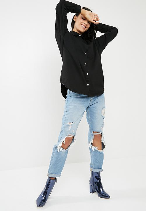 Missguided - Oversized washed denim shirt