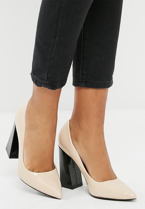 Claire pointed toe block heel - nude 