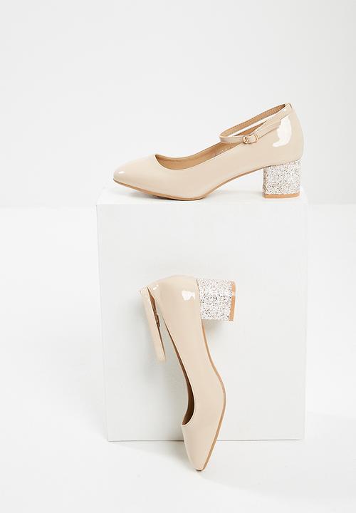 dailyfriday - Glitter block heel - nude