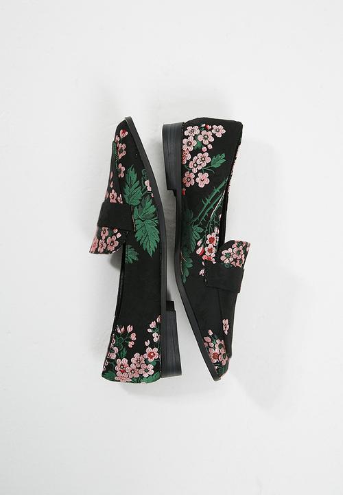 dailyfriday - Floral slip on loafer - black