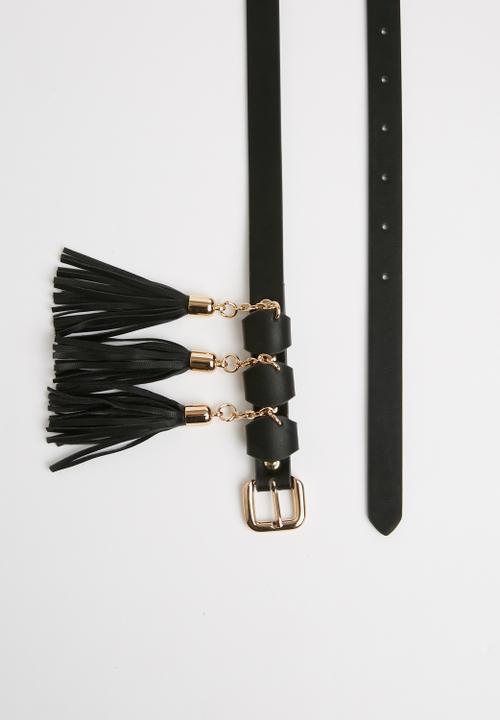 Missguided - Black tassel belt