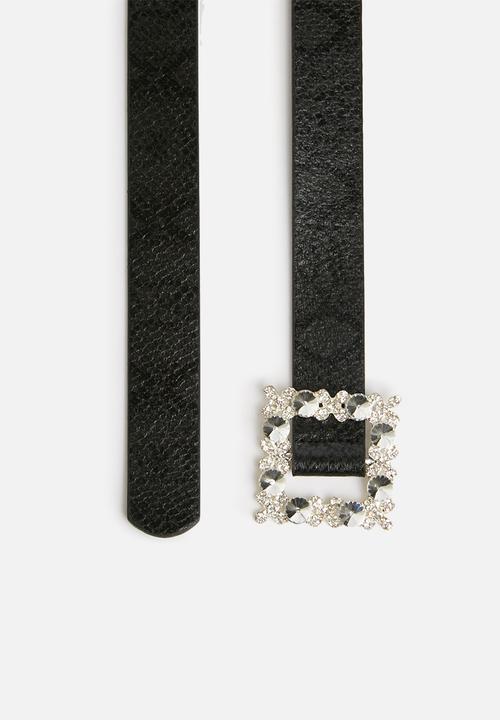 Missguided - Diamante square buckle belt