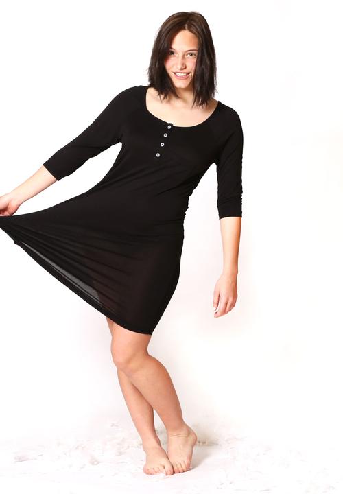 Anna-Louise Sleepwear - Three Quarter Nighty – Black