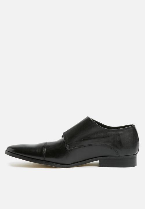 basicthread - Bradley leather double monk strap - black
