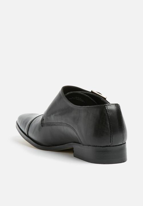 basicthread - Bradley leather double monk strap - black