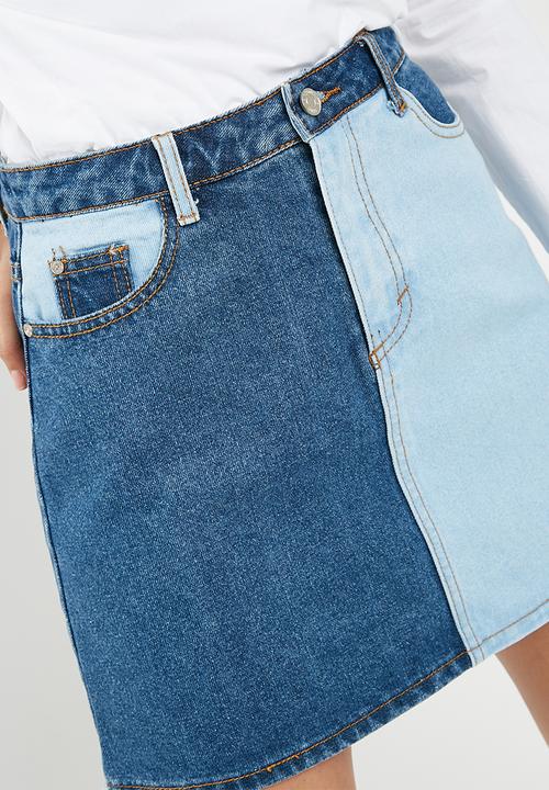 Missguided - Contrast panel mini denim skirt