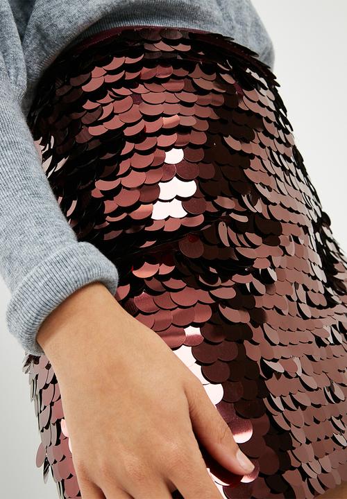 Missguided - Sequin mini skirt - burgundy