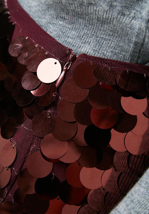Missguided - Sequin mini skirt - burgundy