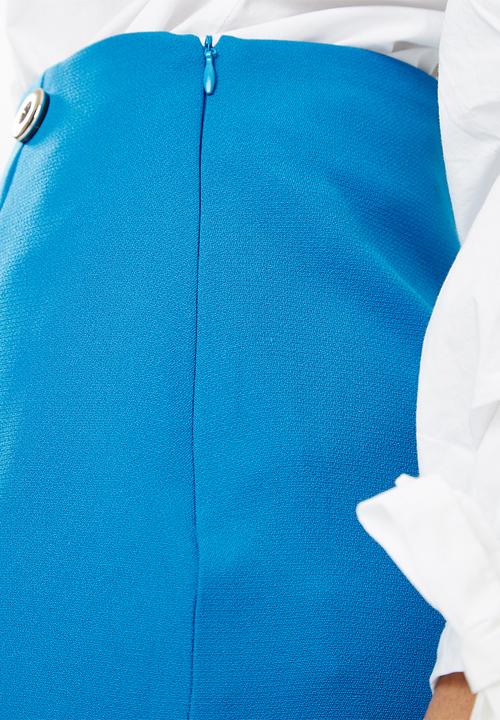 Missguided - Silver button down mini skirt - blue