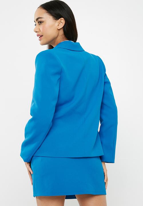 Missguided - Silver button blazer - blue