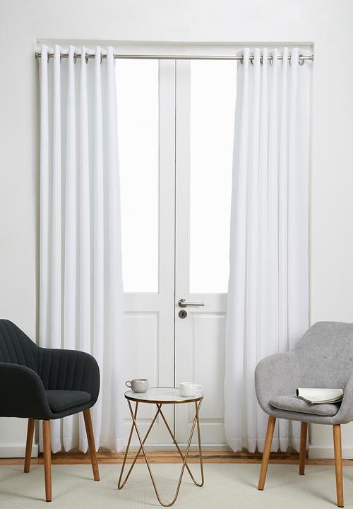 Sixth Floor - Slub lined eyelet curtain 2 pack - white
