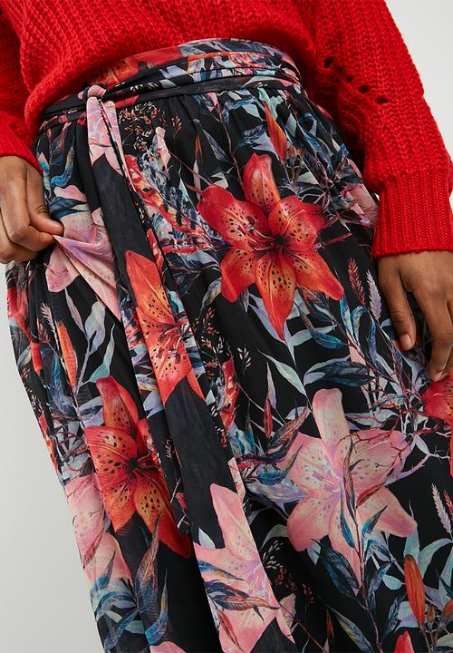 Pieces - Odina mesh floral midi skirt