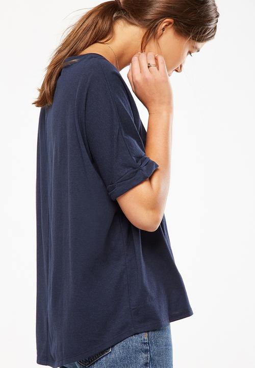 Cotton On - Shilah oversized roll sleeve tee - navy
