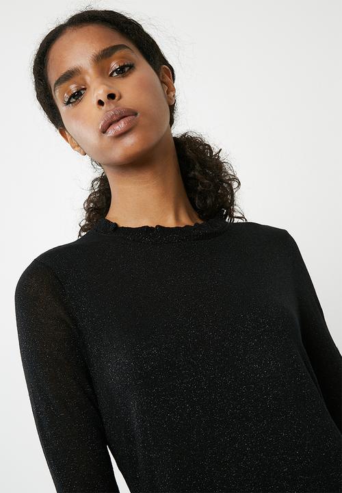 ONLY - Kamilla long sleeve knit dress - black glitter