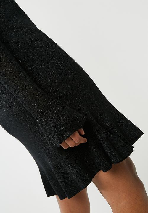 ONLY - Kamilla long sleeve knit dress - black glitter