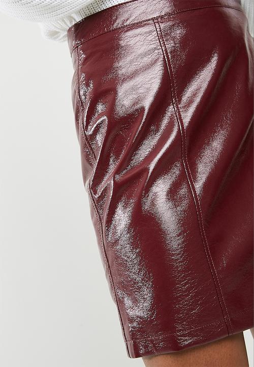 Vero Moda - Shine short zip up skirt - burgundy