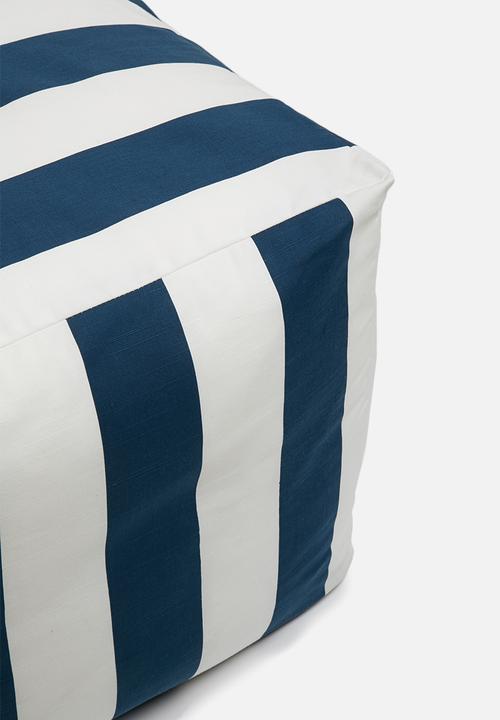 Sixth Floor - Stripe ottoman - navy & white