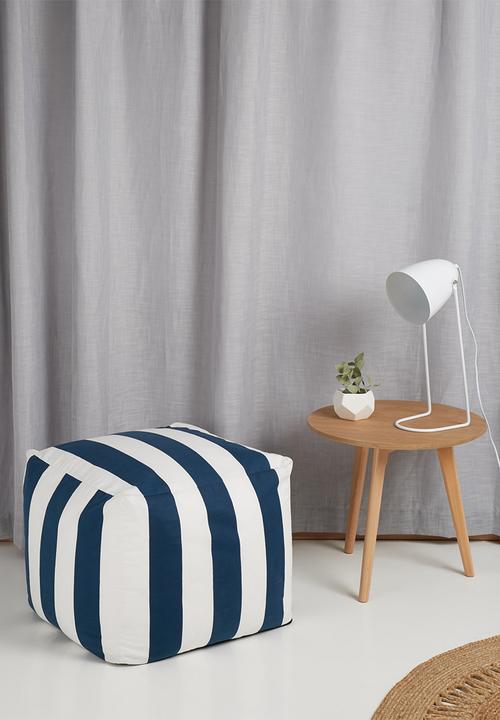 Sixth Floor - Stripe ottoman - navy & white