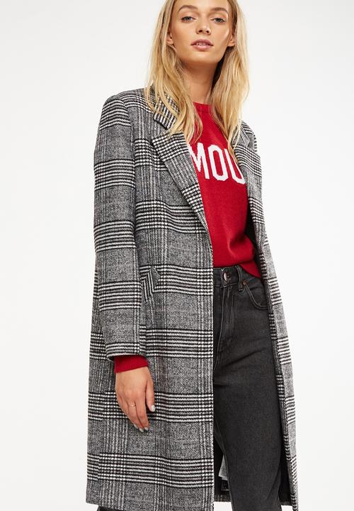 Mid length coat - Black check Cotton On Coats | Superbalist.com