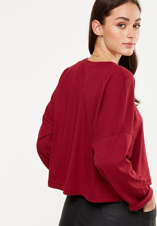 Cotton On - Joanie chop boxy long sleeve - red