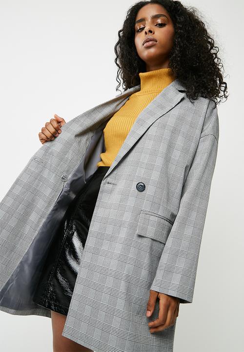 Vero Moda - Ink oversized check blazer - black & white