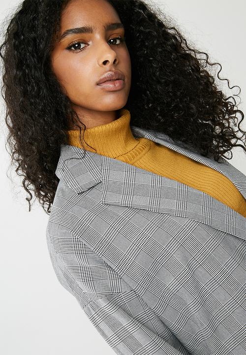Vero Moda - Ink oversized check blazer - black & white