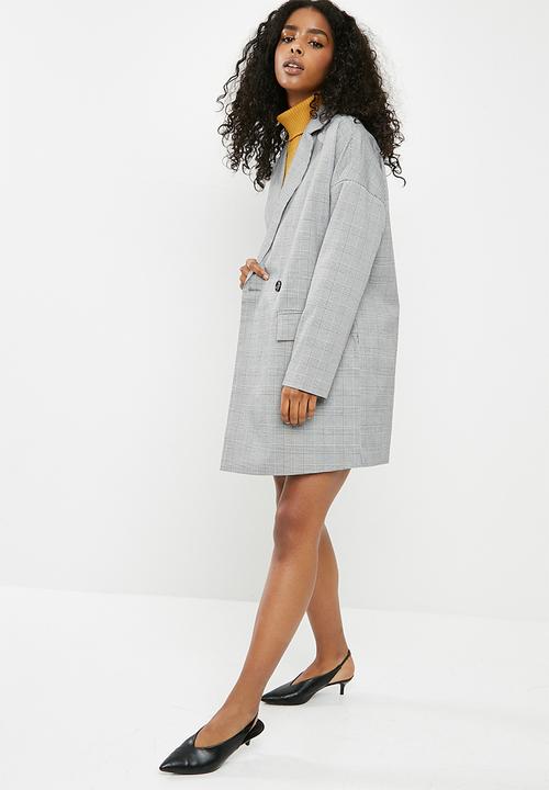 Vero Moda - Ink oversized check blazer - black & white