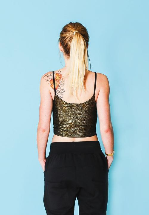 A-LIST, Lundun & Quay - Crop Top – Gold & Black