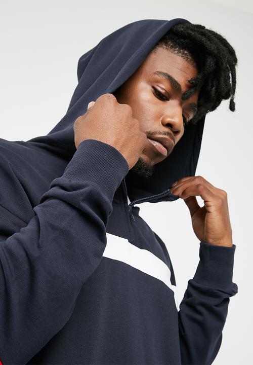 Only & Sons - Zip neck colour-block hoodie