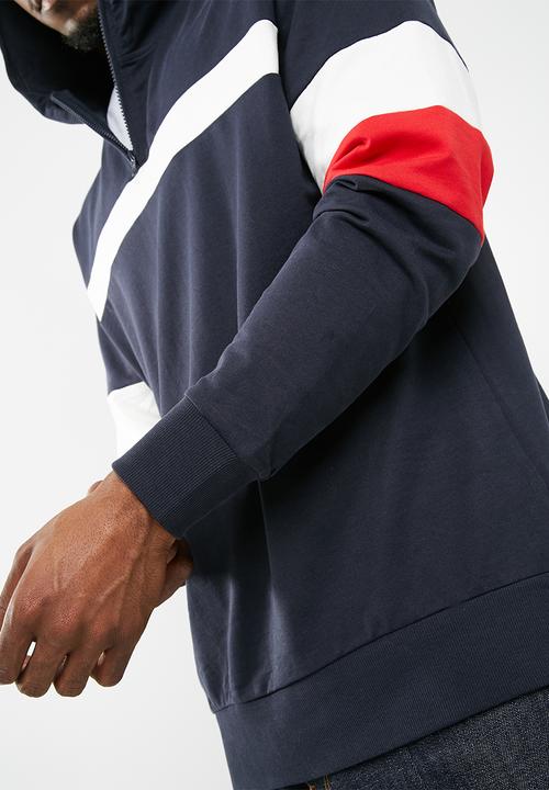 Only & Sons - Zip neck colour-block hoodie