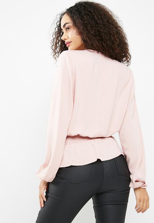 dailyfriday - Shirred waist wrap blouse