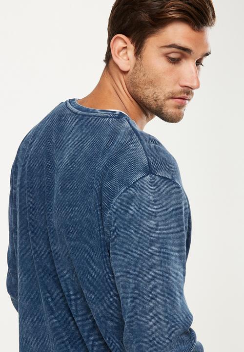 Cotton On - Waffle long sleeve tee - navy