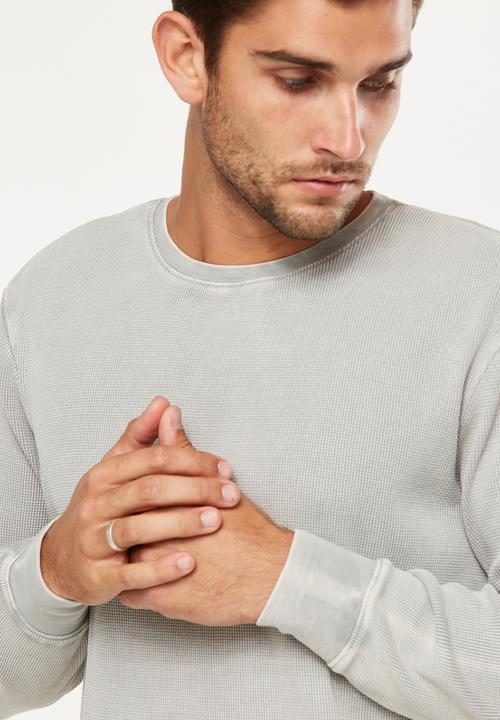 Cotton On - Waffle long sleeve tee - grey