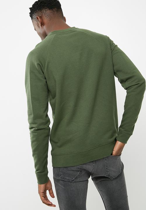 basicthread - Printed pullover crew neck sweat - green