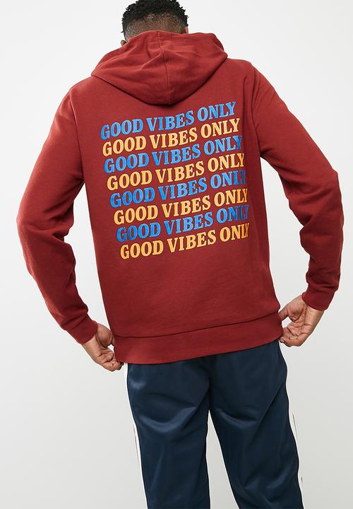 basicthread - Printed pullover hoodie - red