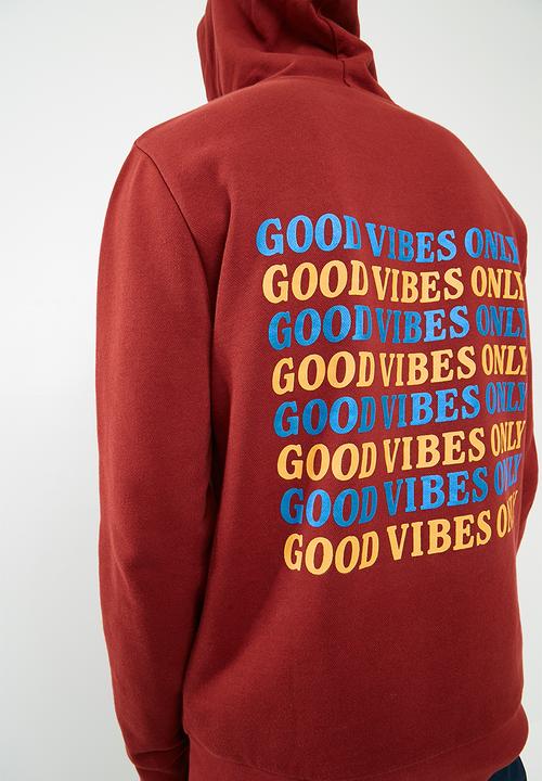 basicthread - Printed pullover hoodie - red