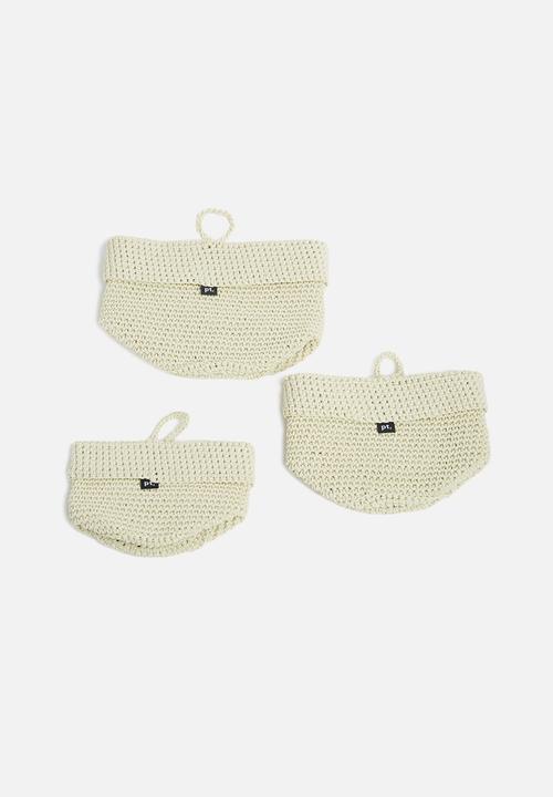 Present Time - Weave PP basket set - white 