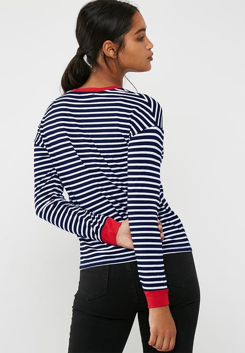 New Look - Long sleeve stripe fitted ringer top
