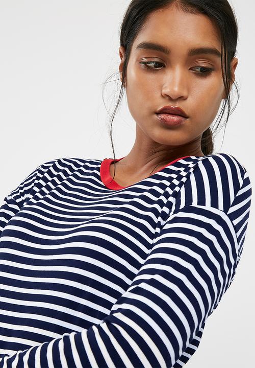 New Look - Long sleeve stripe fitted ringer top