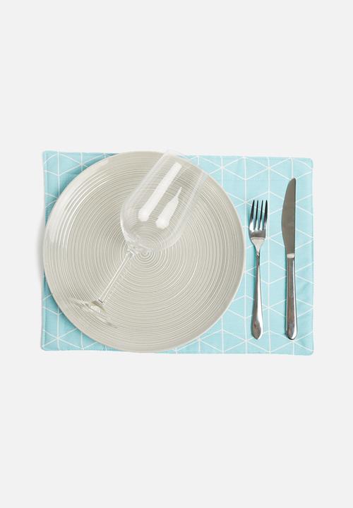 Grey Gardens - Square aqua placemat set of 2