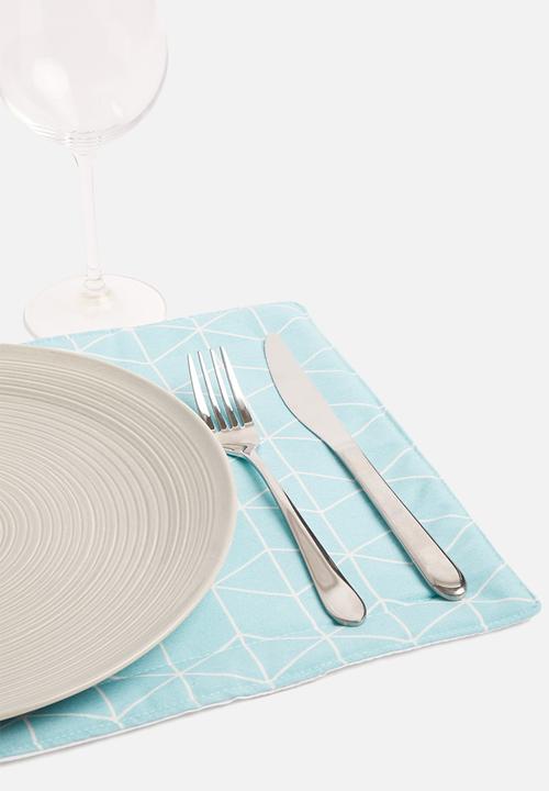 Grey Gardens - Square aqua placemat set of 2