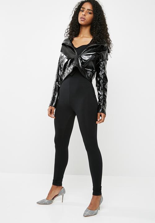 dailyfriday - Tie detail unitard-black