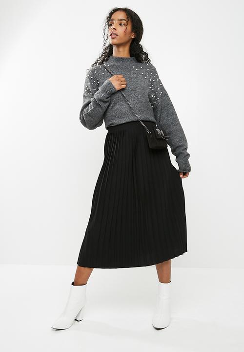 dailyfriday - Pleat midi skirt - black 
