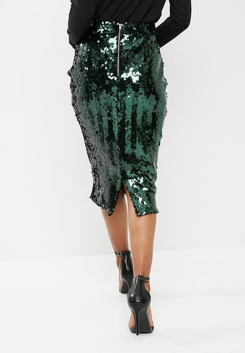 dailyfriday - High waisted sequin skirt - green 