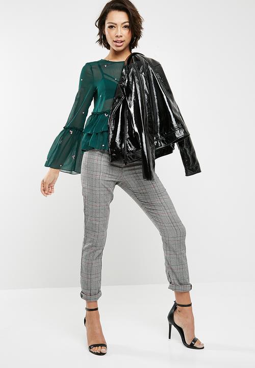 New Look - Emmet floral double peplum top - green 