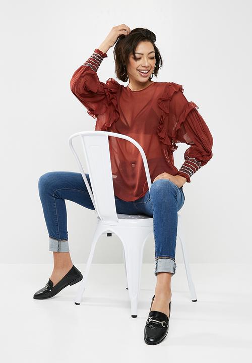 New Look - Bruno big sleeve plain shoulder top - red