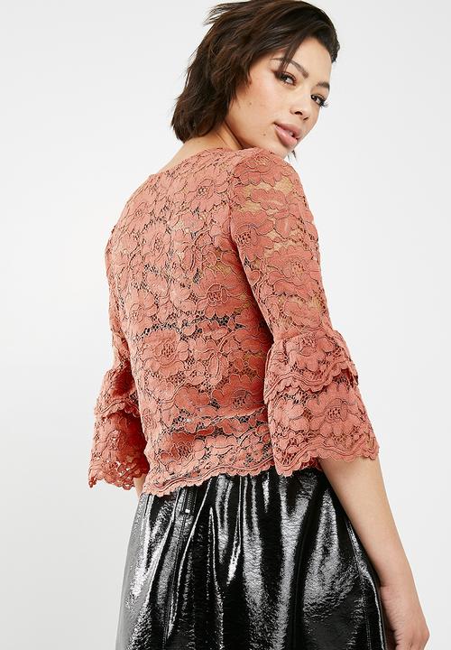New Look - Corded lace double tier sleeve top - pink 